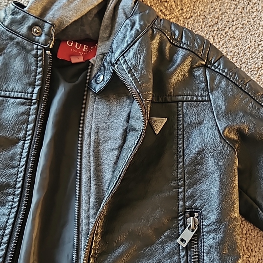 Boys Guess flux leather jacket
